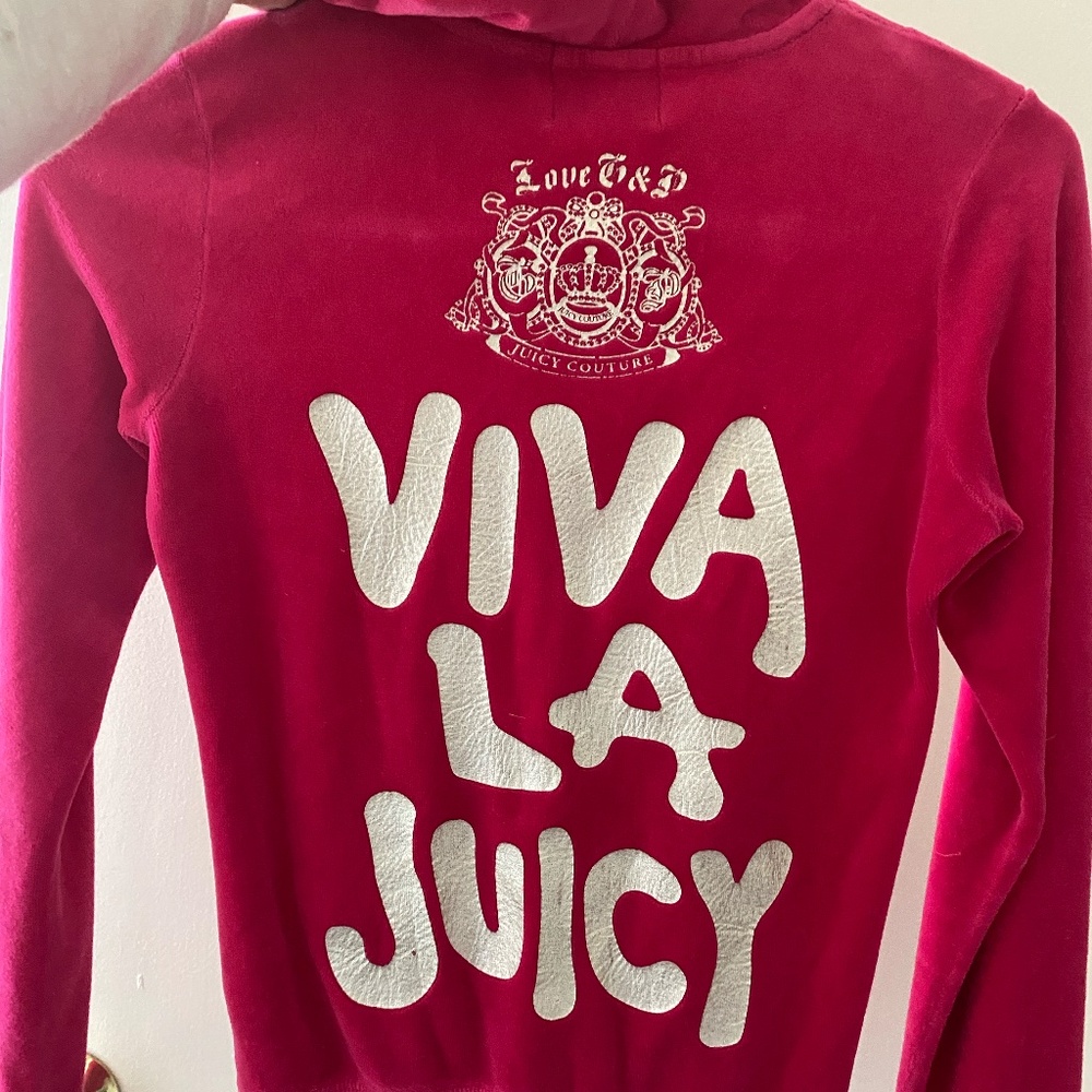 *RESERVED For A.H.* Juicy Couture Viva La Juicy Velour Hoodie Y2K Original RARE - Picture 2 of 3